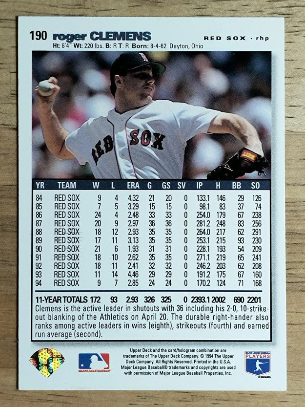 1995 Collector's Choice SE #190 Roger Clemens