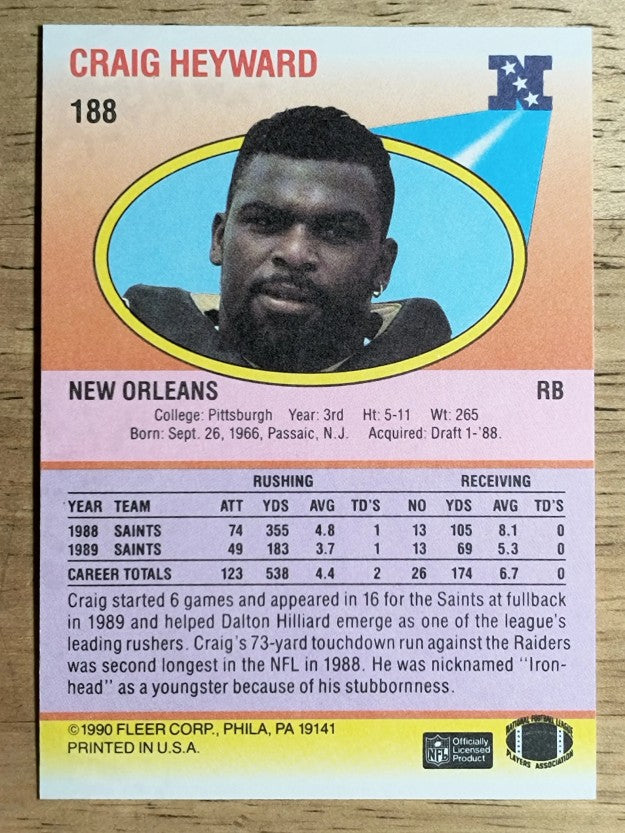 1990 Fleer #188 Craig Heyward