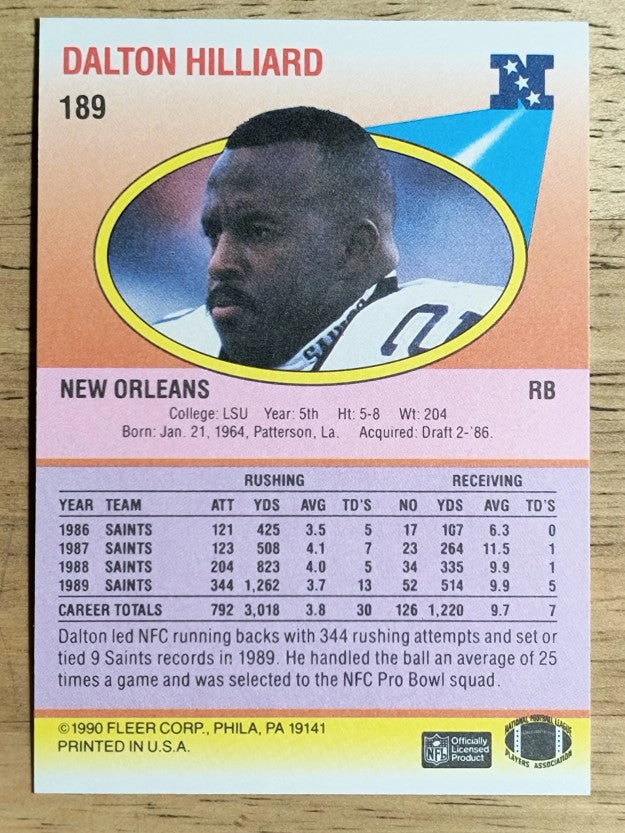 1990 Fleer #189 Dalton Hilliard