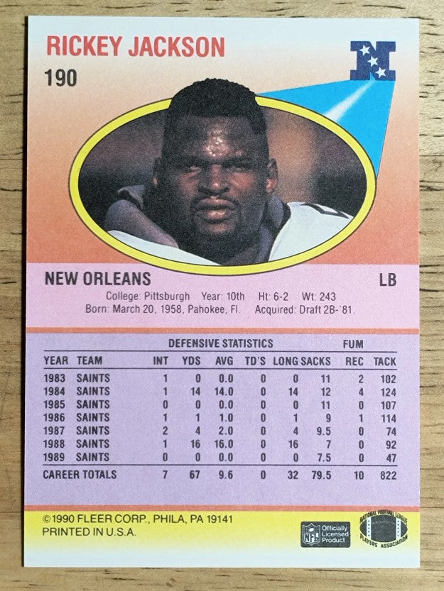 1990 Fleer #190 Rickey Jackson