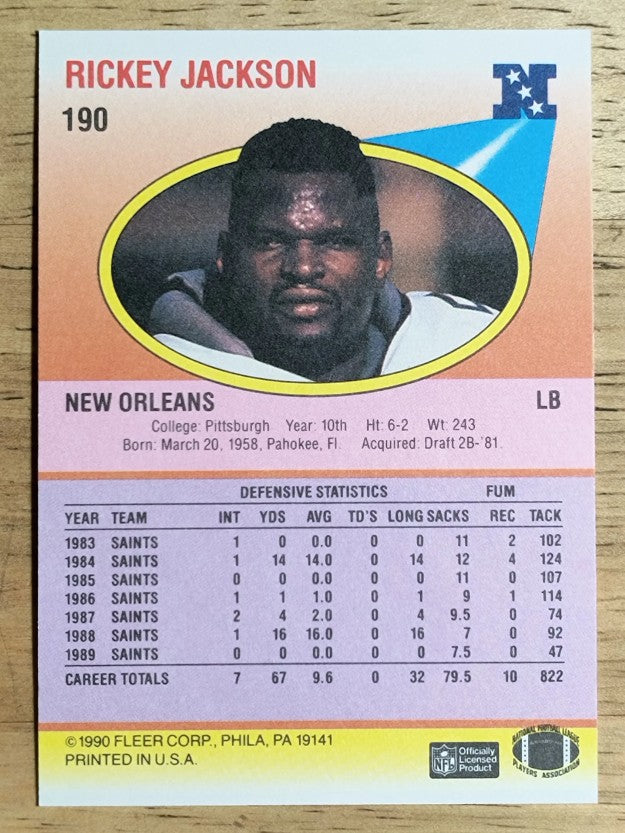 1990 Fleer #190 Rickey Jackson
