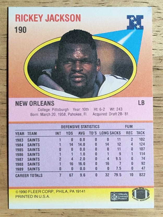 1990 Fleer #190 Rickey Jackson