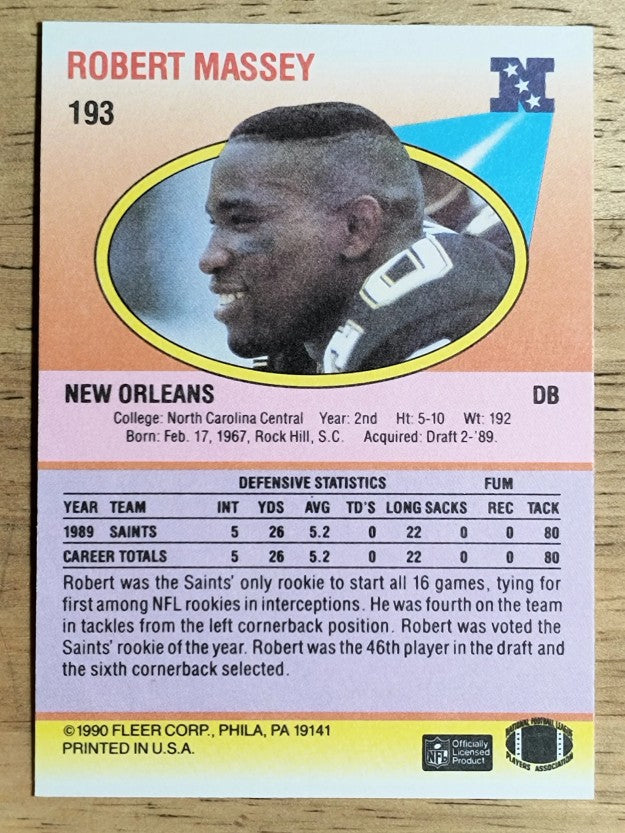 1990 Fleer #193 Robert Massey