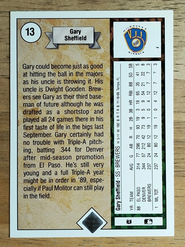 1989 Upper Deck #13 Gary Sheffield COR RC