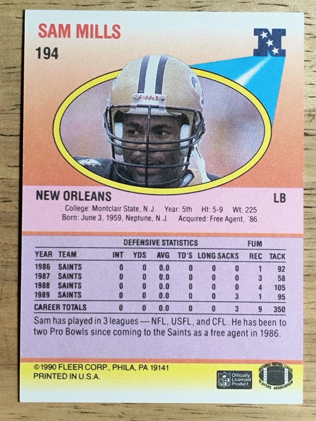 1990 Fleer #194 Sam Mills