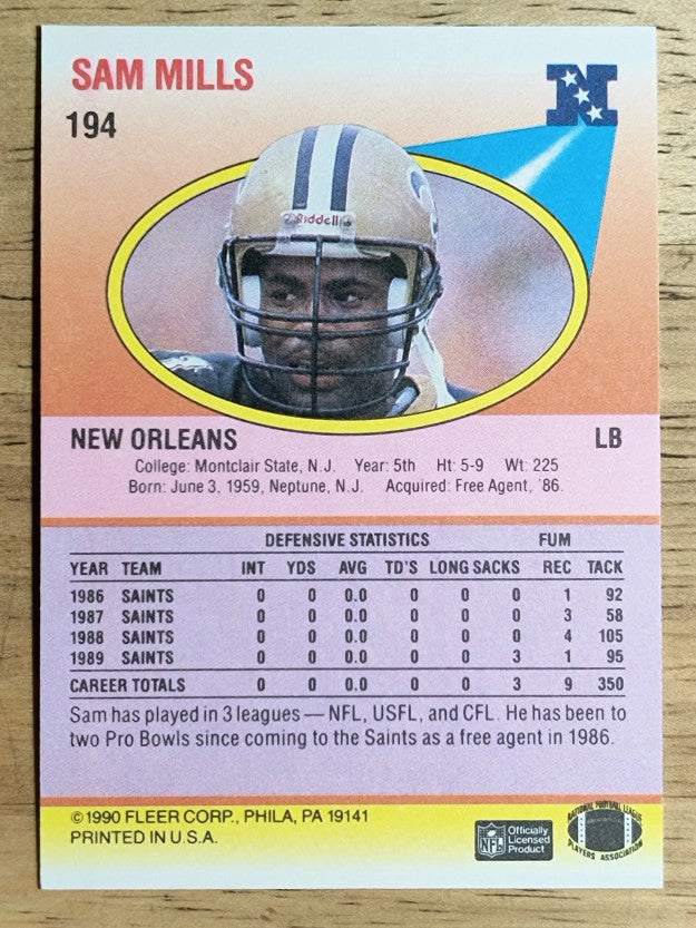 1990 Fleer #194 Sam Mills