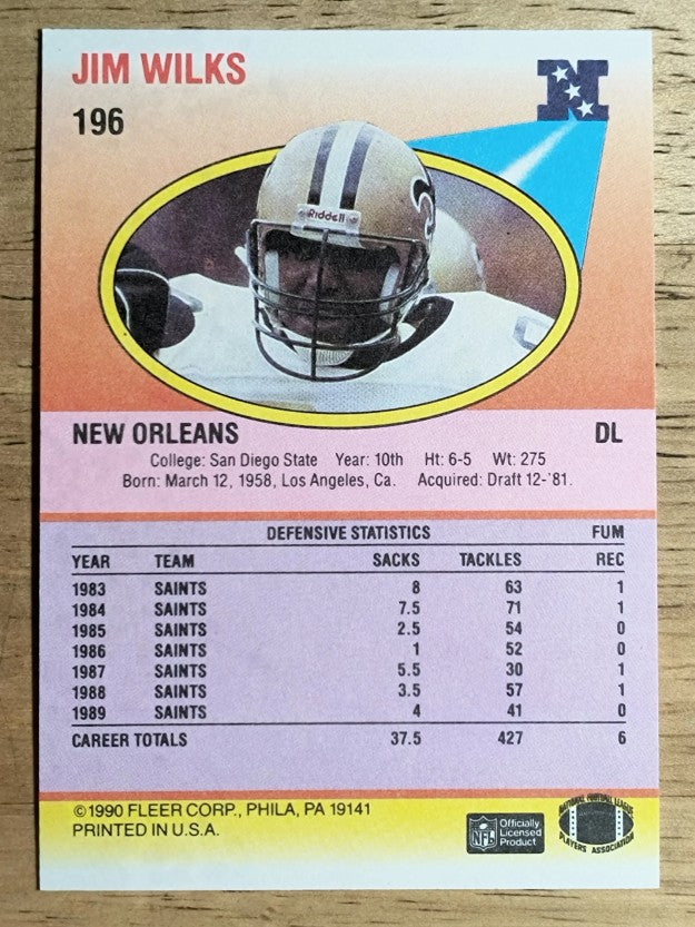 1990 Fleer #196 Jim Wilks