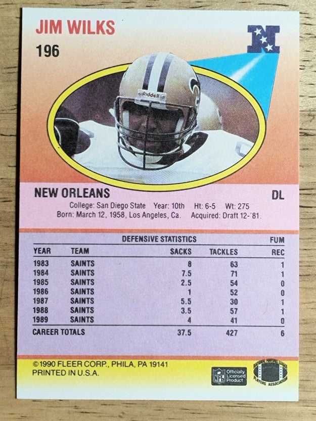 1990 Fleer #196 Jim Wilks
