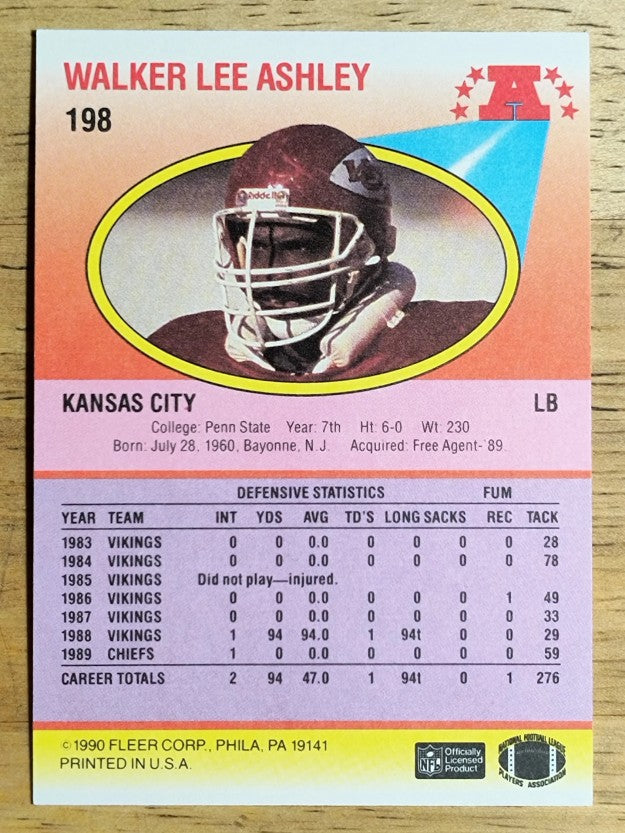 1990 Fleer #198 Walker Lee Ashley RC