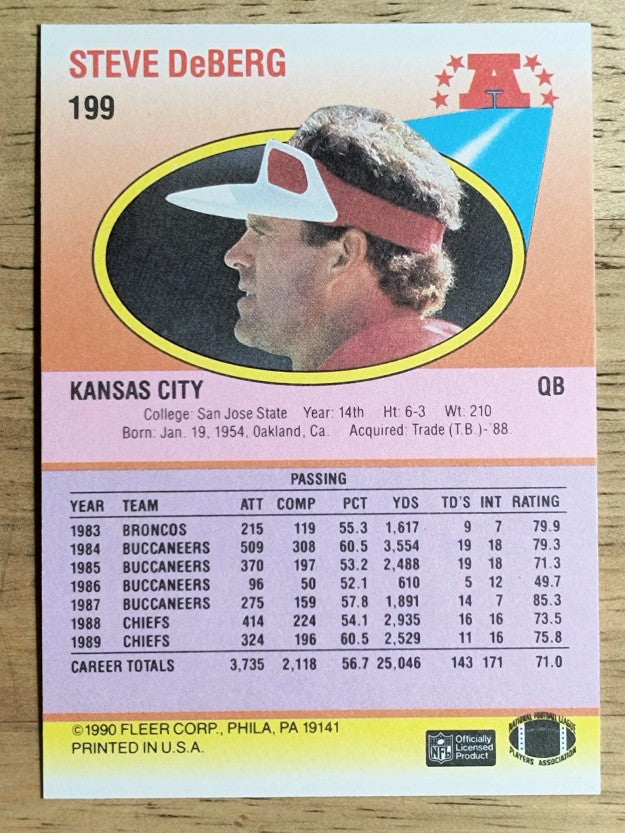 1990 Fleer #199 Steve DeBerg