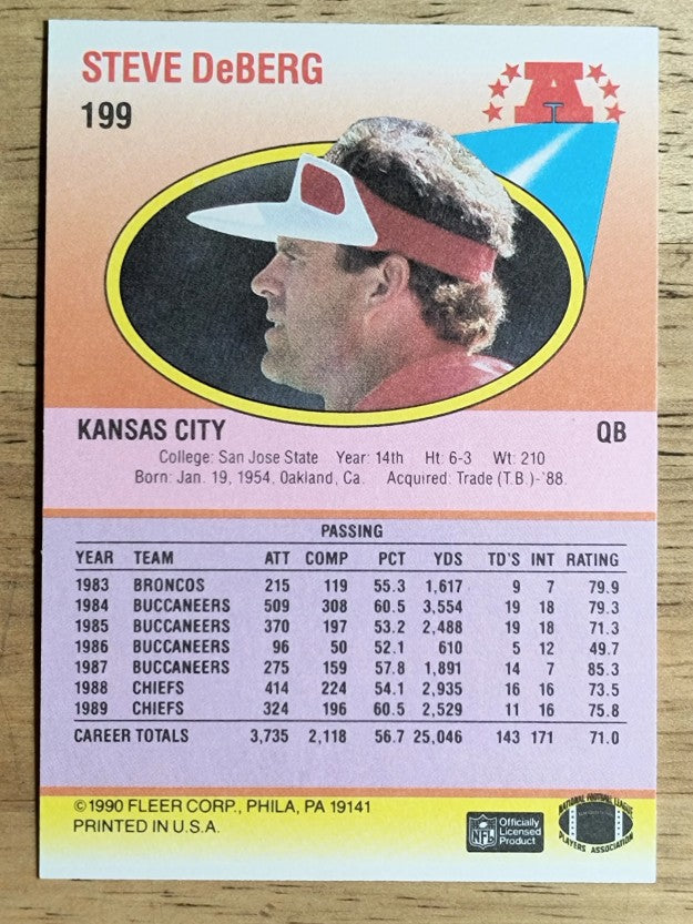 1990 Fleer #199 Steve DeBerg