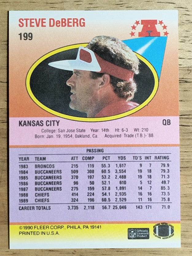 1990 Fleer #199 Steve DeBerg