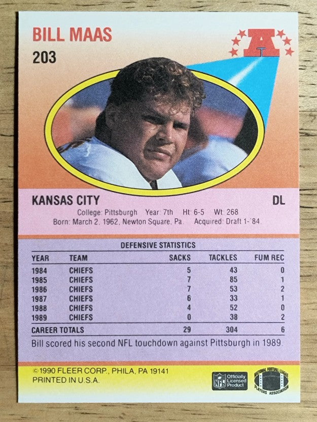 1990 Fleer #203 Bill Maas