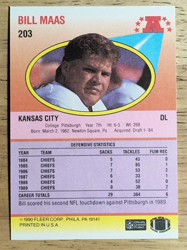 1990 Fleer #203 Bill Maas