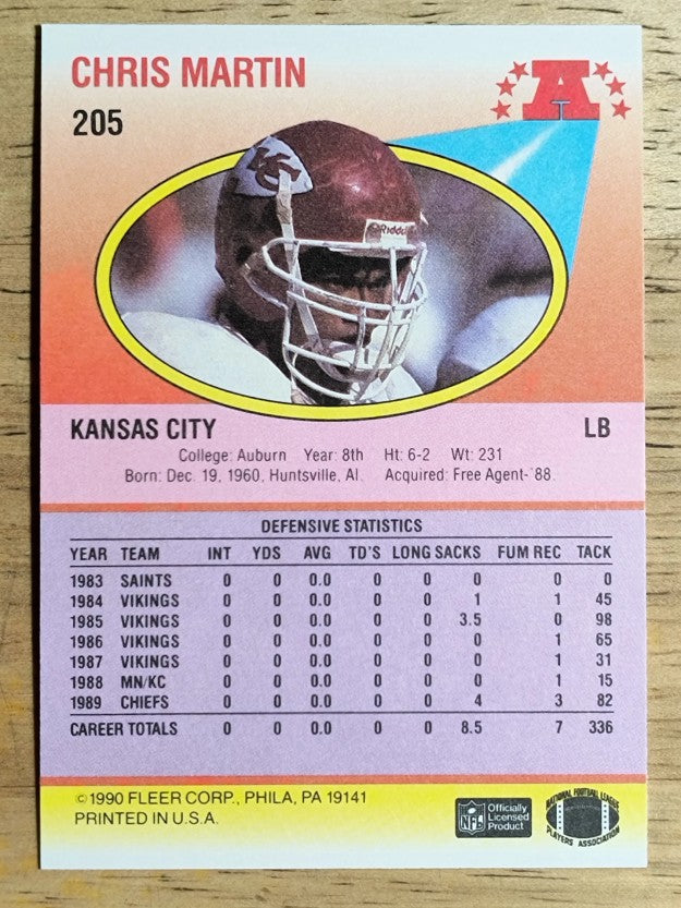 1990 Fleer #205 Chris Martin RC