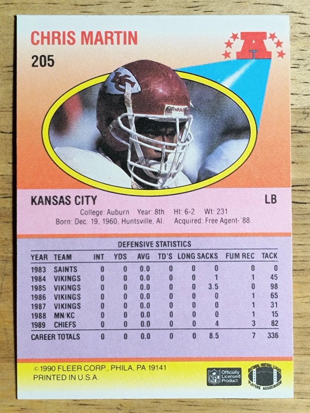 1990 Fleer #205 Chris Martin RC
