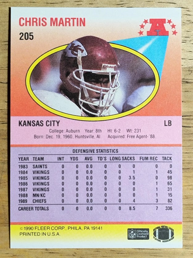 1990 Fleer #205 Chris Martin RC