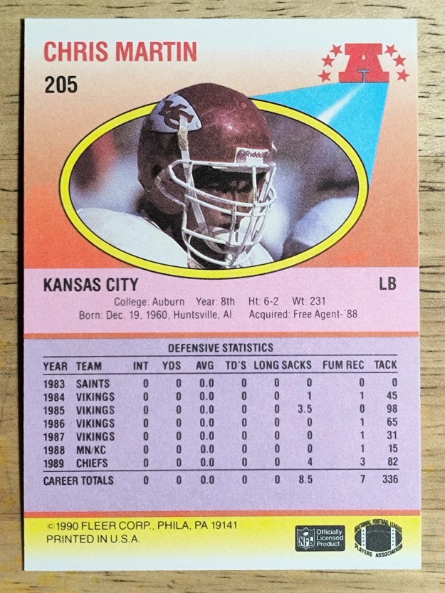 1990 Fleer #205 Chris Martin RC