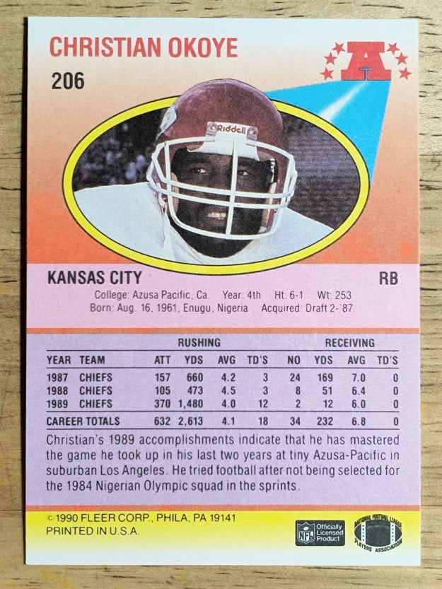 1990 Fleer #206 Christian Okoye