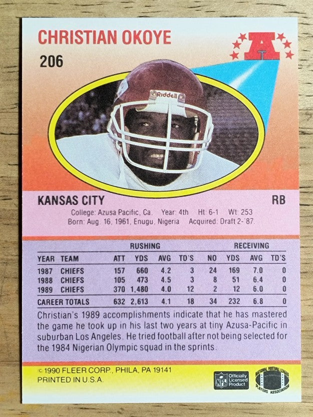 1990 Fleer #206 Christian Okoye