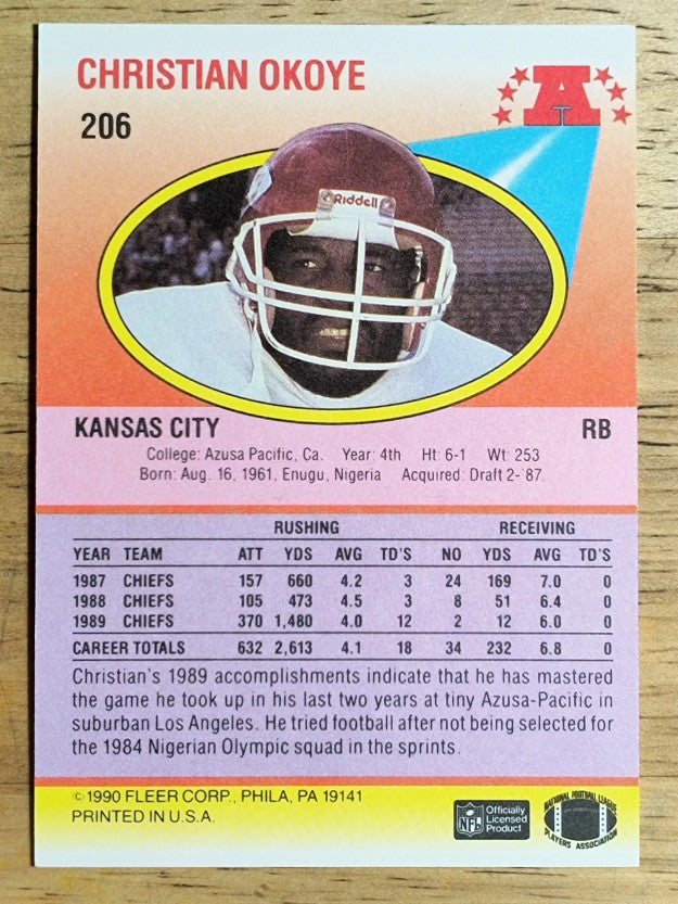 1990 Fleer #206 Christian Okoye