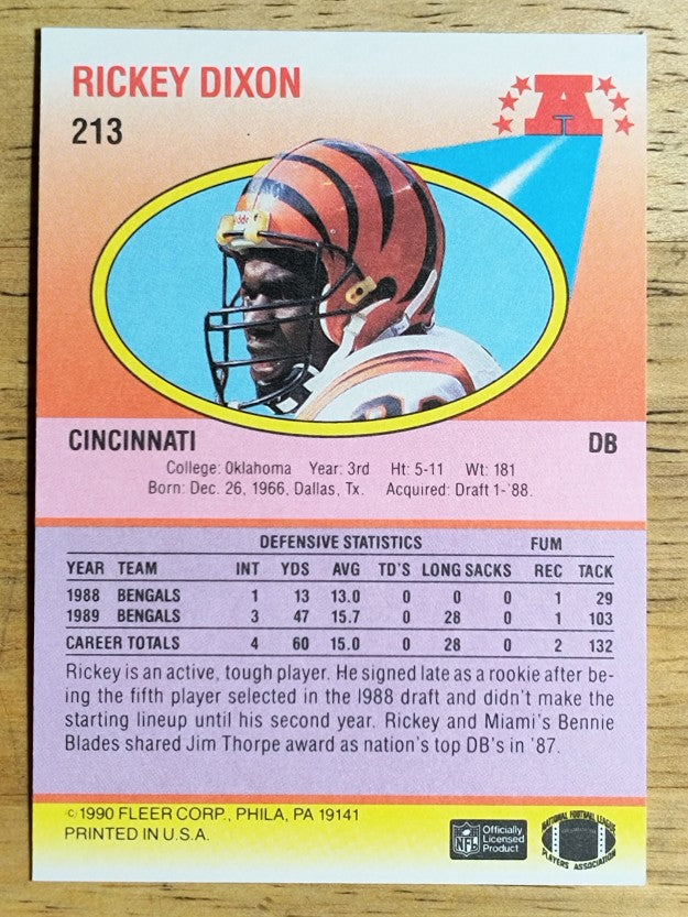 1990 Fleer #213 Rickey Dixon RC