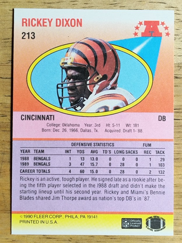 1990 Fleer #213 Rickey Dixon RC