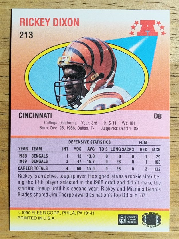 1990 Fleer #213 Rickey Dixon RC