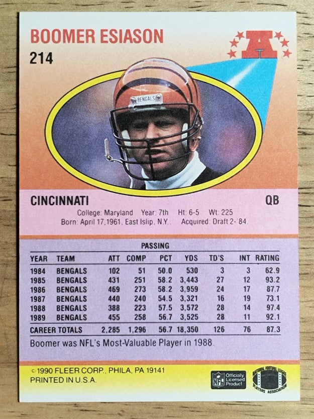 1990 Fleer #214 Boomer Esiason