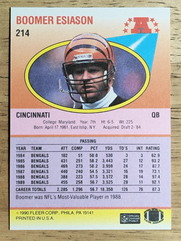 1990 Fleer #214 Boomer Esiason