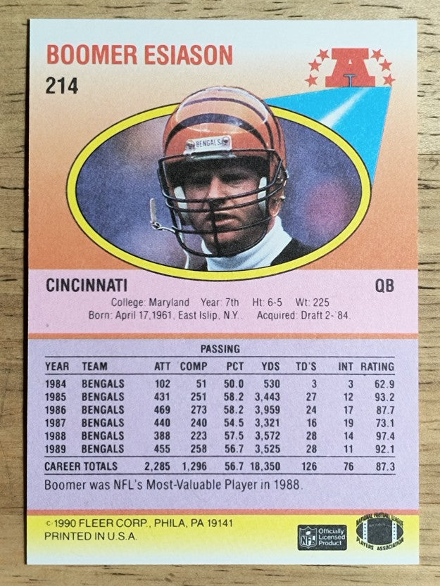 1990 Fleer #214 Boomer Esiason