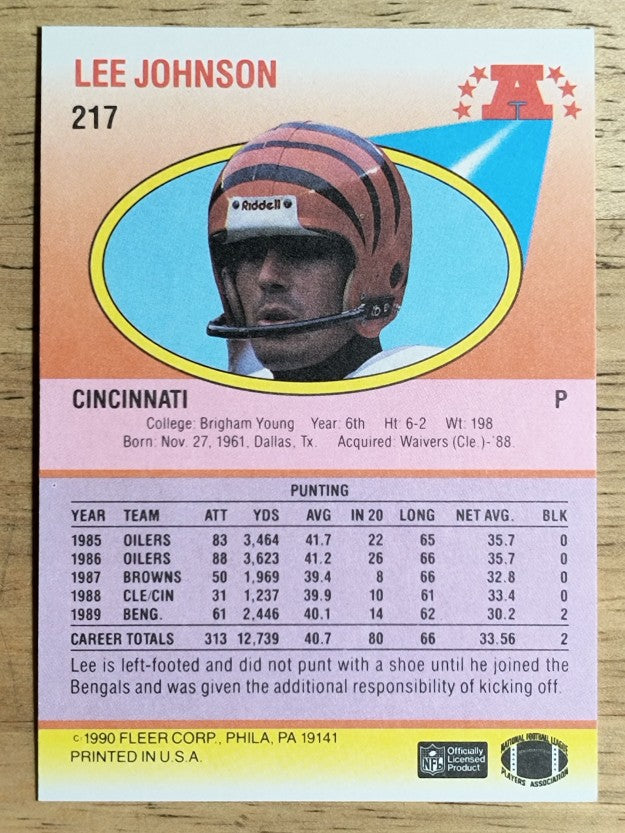 1990 Fleer #217 Lee Johnson