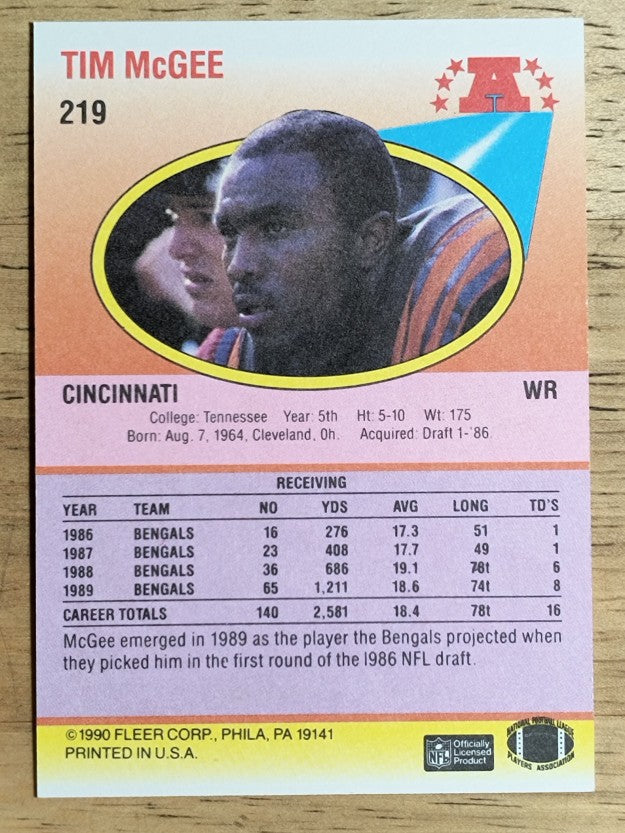 1990 Fleer #219 Tim McGee