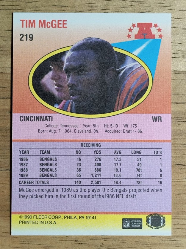 1990 Fleer #219 Tim McGee