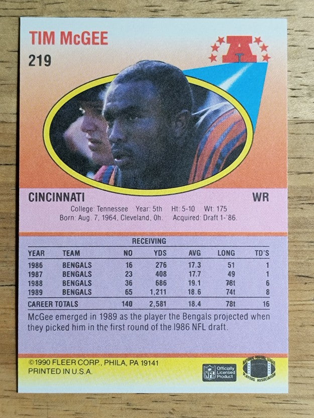 1990 Fleer #219 Tim McGee