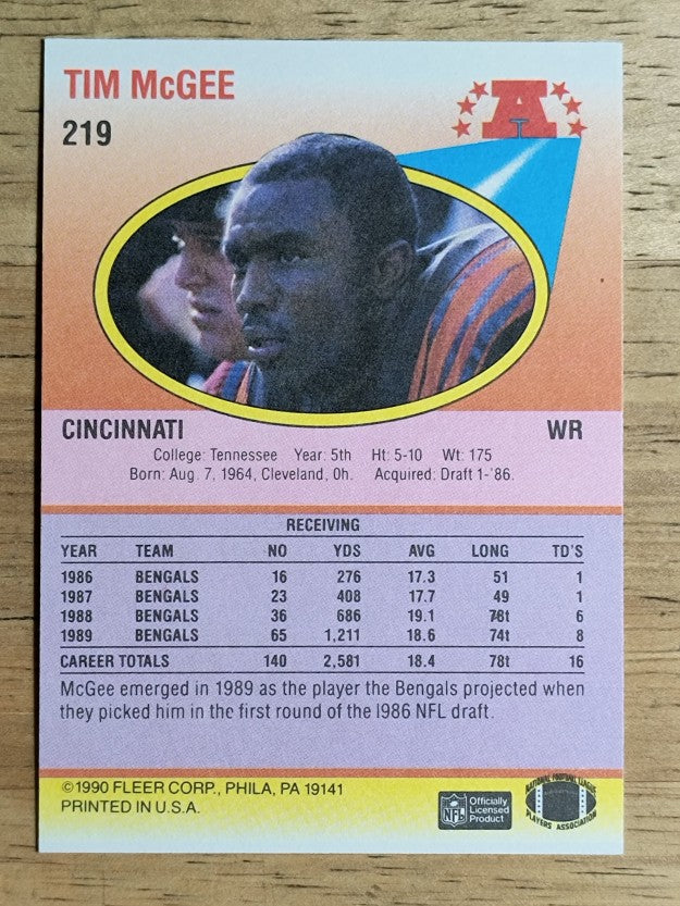1990 Fleer #219 Tim McGee