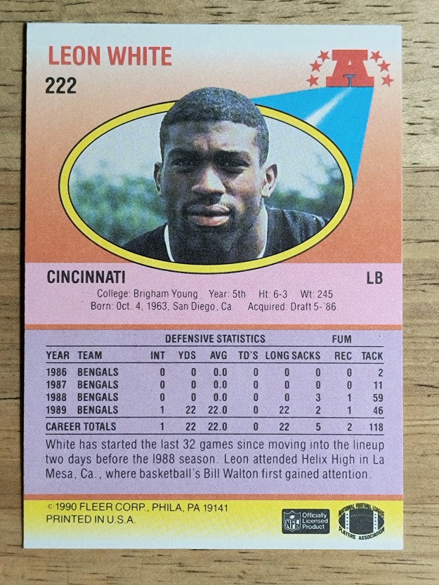 1990 Fleer #222 Leon White