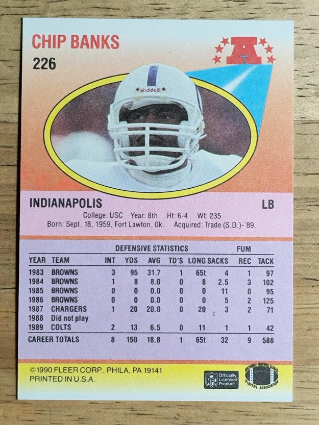 1990 Fleer #226 Chip Banks