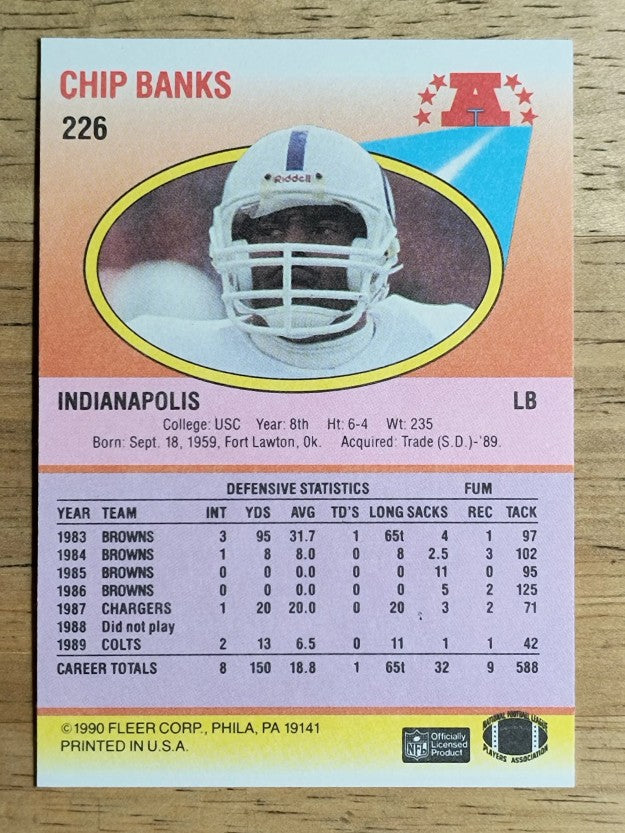 1990 Fleer #226 Chip Banks