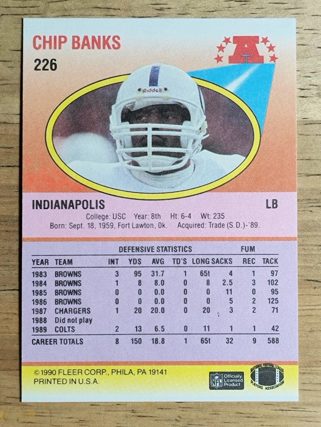 1990 Fleer #226 Chip Banks
