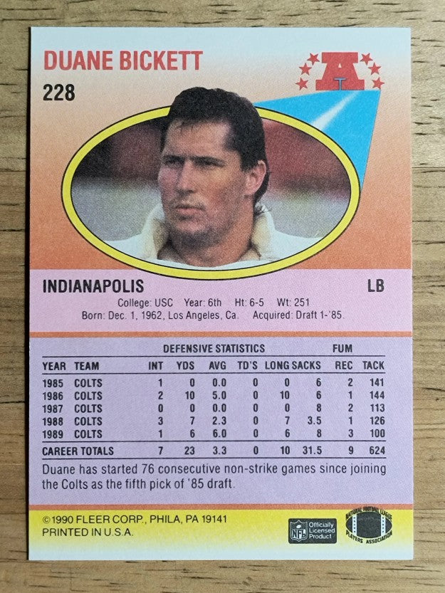 1990 Fleer #228 Duane Bickett