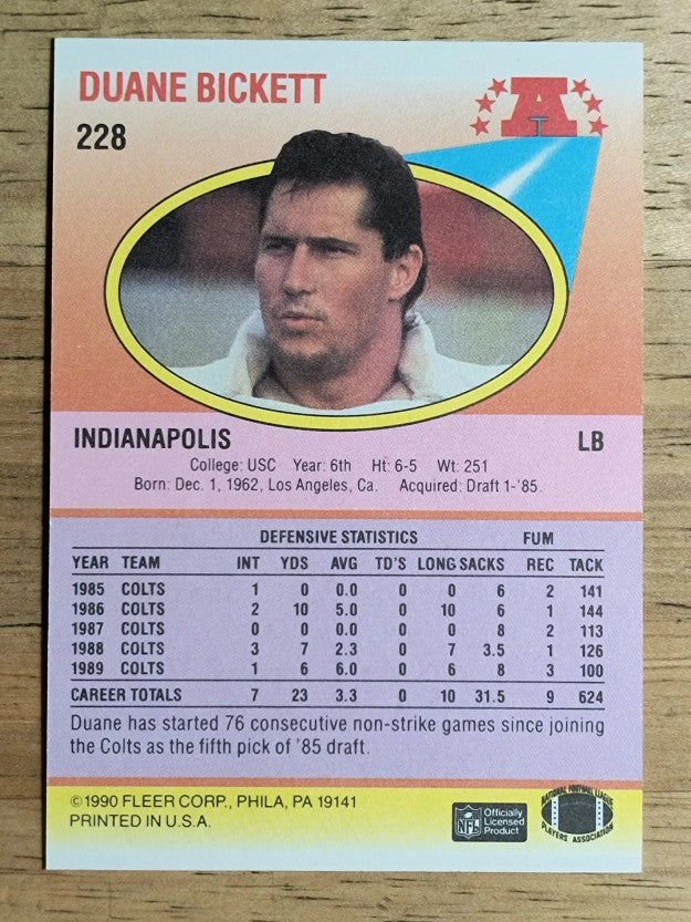 1990 Fleer #228 Duane Bickett