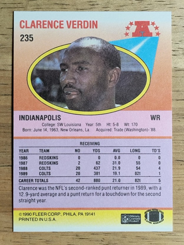 1990 Fleer #235 Clarence Verdin