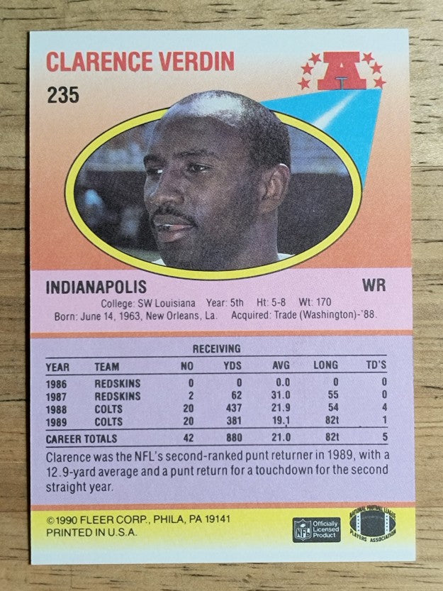 1990 Fleer #235 Clarence Verdin