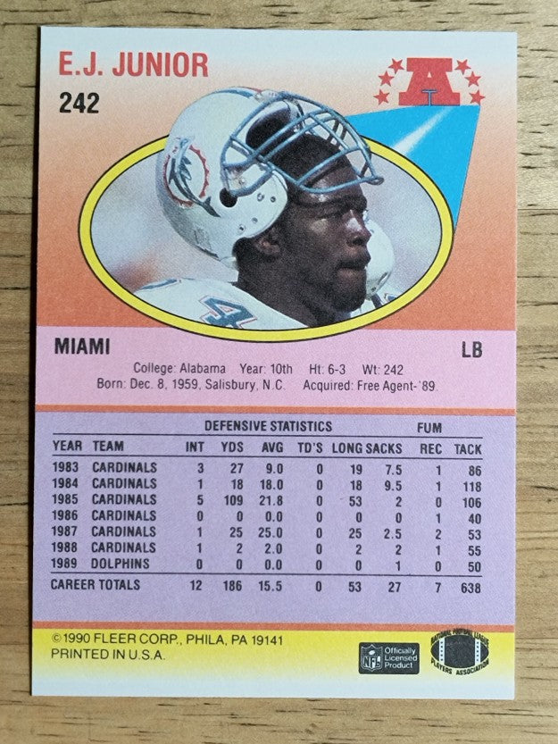 1990 Fleer #242 E.J. Junior
