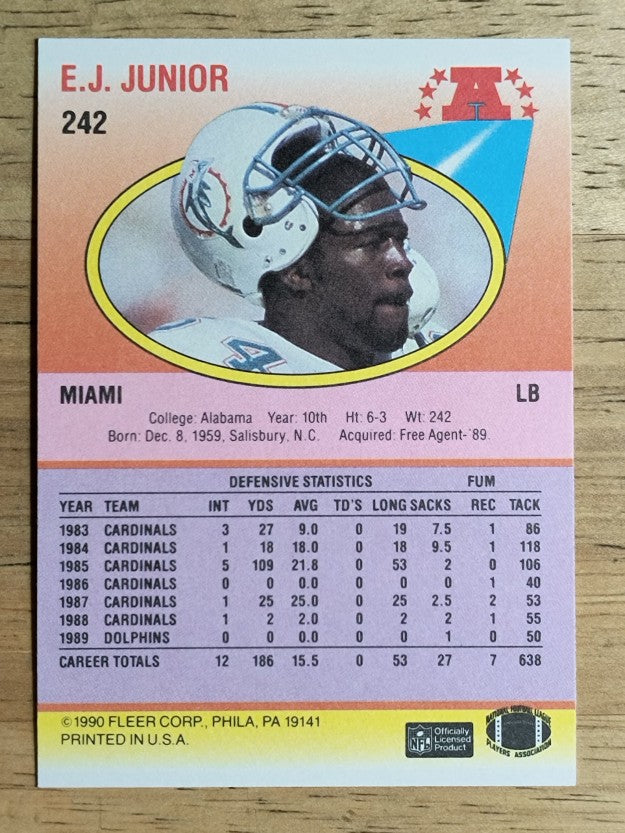 1990 Fleer #242 E.J. Junior