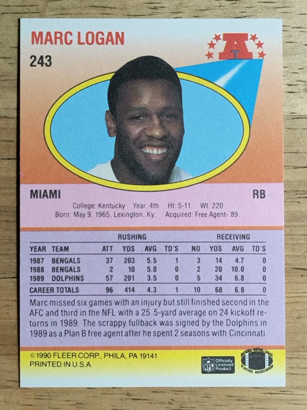 1990 Fleer #243 Marc Logan