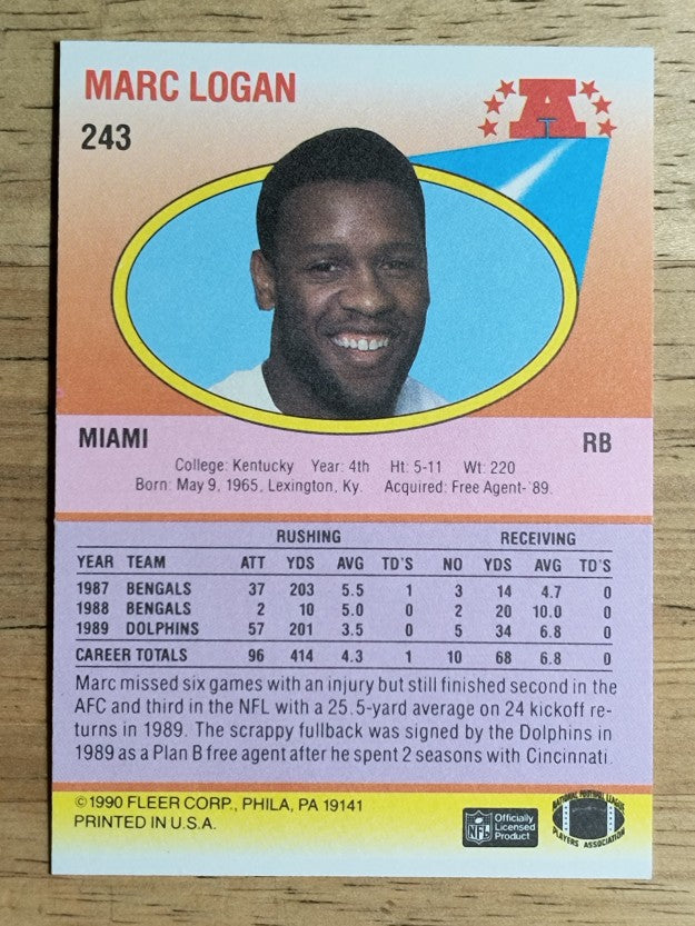 1990 Fleer #243 Marc Logan