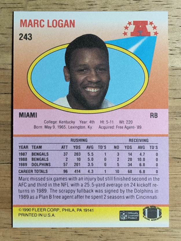 1990 Fleer #243 Marc Logan