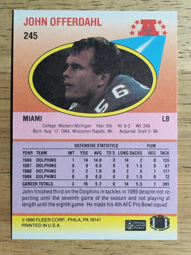 1990 Fleer #245 John Offerdahl